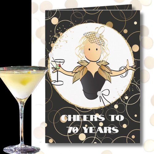 Cheers to 70 Bold Glam Woman Cartoon 70th Birthday Card