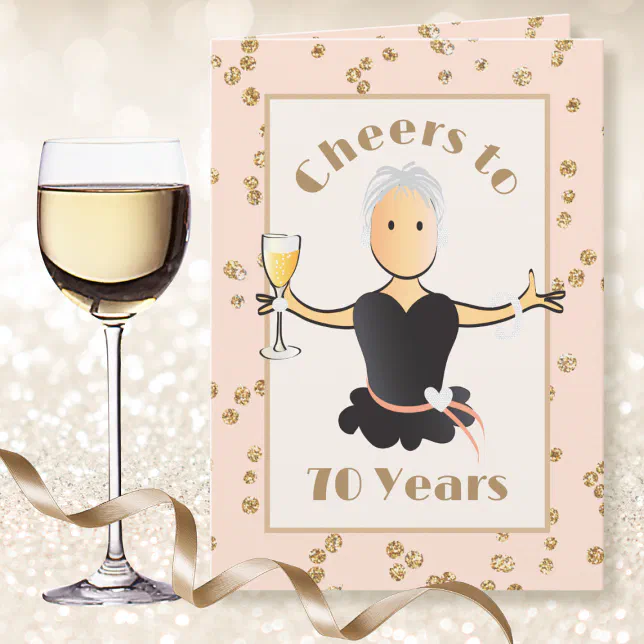 Cheers to 70 Female Funny Sparkle 70th Birthday Card | Zazzle