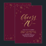Cheers to 70 | Gold & Burgundy 70th Birthday Party Invitation<br><div class="desc">Let's celebrate your special day with this stylish 70th birthday party invitation. This design features chic gold typography "Cheers to 70 years" and gold elements with a burgundy red background. You can customize the text and background color. More matching party supplies are available at my shop BaraBomDesign.</div>