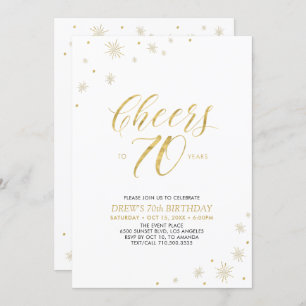 Cheers to 70 Gold & White 70th Birthday Party Invitation