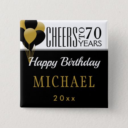 Cheers To 70 Or Any Age Birthday Balloons Square Button