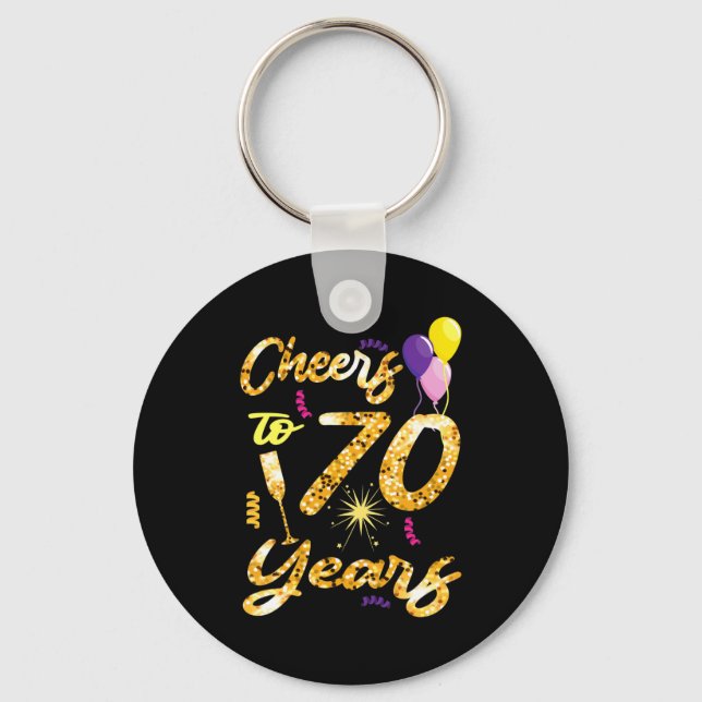 Cheers To 70 Years 1951 70th Birthday Gift  Keychain (Front)