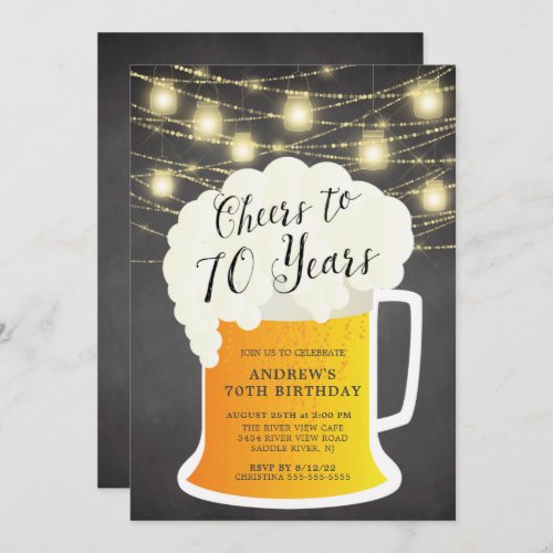 Cheers to 70 Years 70TH Birthday Invitation