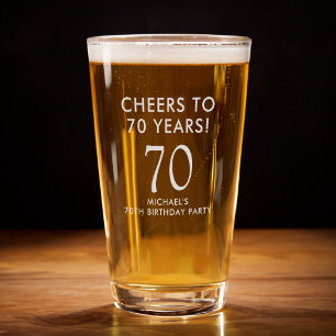 Cheers to 70 Years 70th Birthday Party Pint Glass