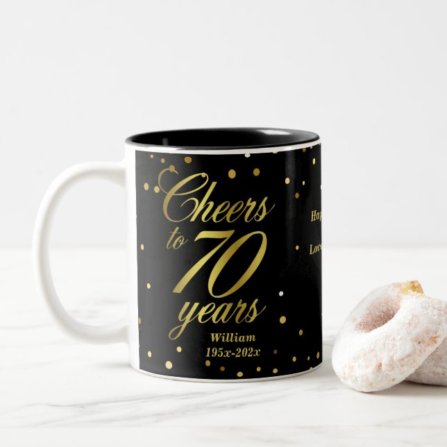 Cheers to 70 Years 70th Birthday Two-Tone Coffee Mug