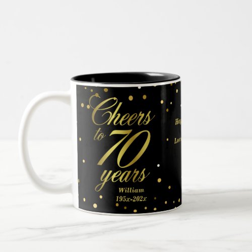 Cheers to 70 Years 70th Birthday Two_Tone Coffee Mug