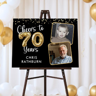 Cheers to 70 Years Birthday 2 Photos Welcome Sign