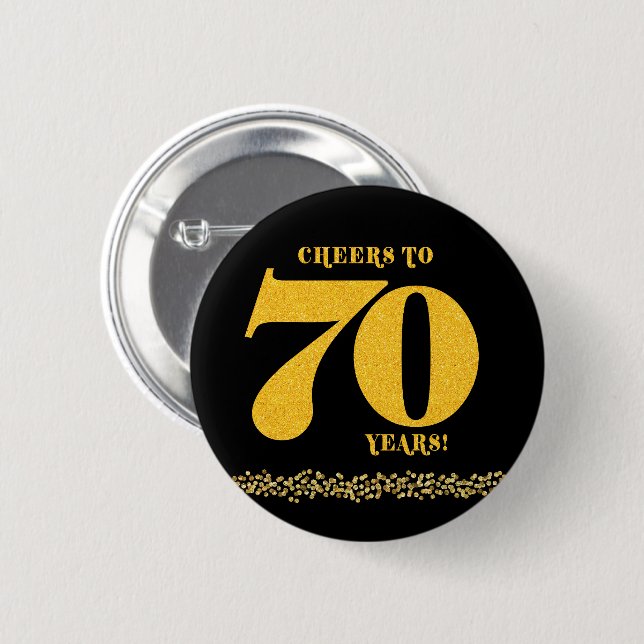 Cheers to 70 Years Birthday 70th YR OLD  Button (Front & Back)