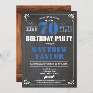 Cheers to 70 years birthday invitation. Retro Invitation