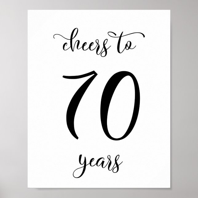 Cheers to 70 years birthday sign (Front)