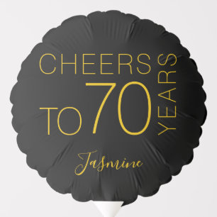 Cheers to 70 years Black Gold Elegant Birthday Balloon