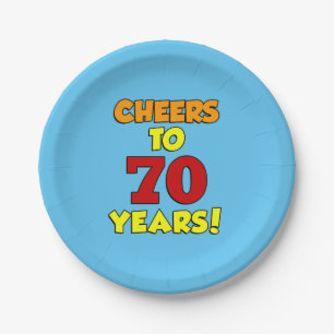 Cheers To 70 Years Colorful Party Paper Plates