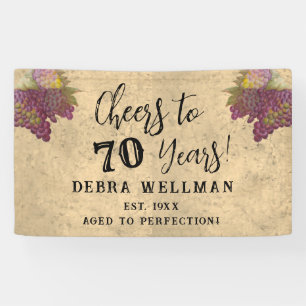 Cheers to 70 Years Elegant Rustic 70th Birthday Banner