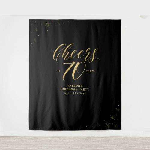 Cheers to 70 years | Gold & Black Birthday Party