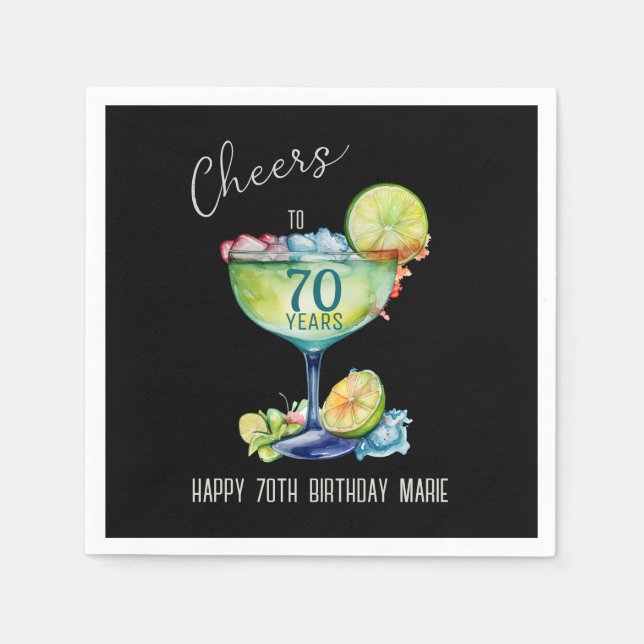 Cheers to 70 Years Milestone Birthday  Napkins (Front)