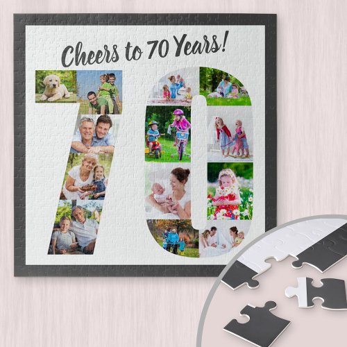 Cheers to 70 Years Number 70 Photo Collage Square Jigsaw Puzzle