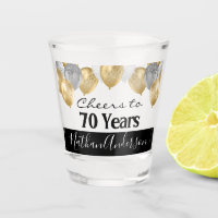 Cheers to 70 Years Personalized Birthday Shot Glas
