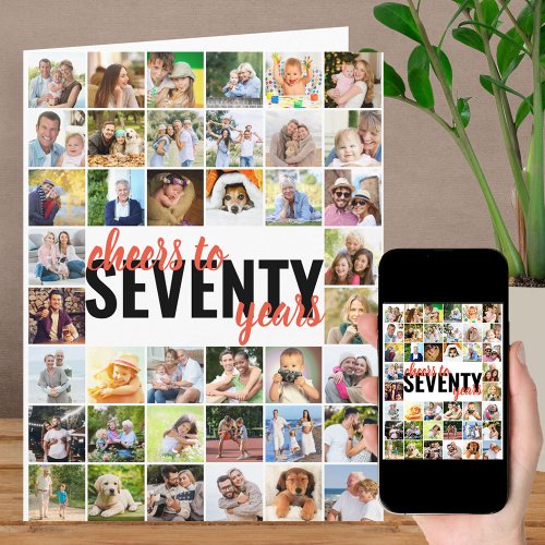 Cheers to 70 Years Photo Collage 70th Birthday Card
