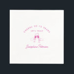 Cheers to 70 Years Pink 70th Birthday Custom Napkins<br><div class="desc">Festive pink doodle design features two hands toasting with wine glasses. All of the text is editable.</div>