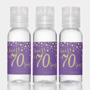 Cheers to 70 Years Purple and Gold Diamond Hand Sanitizer