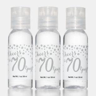 Cheers to 70 Years White and Silver Diamond Hand Sanitizer