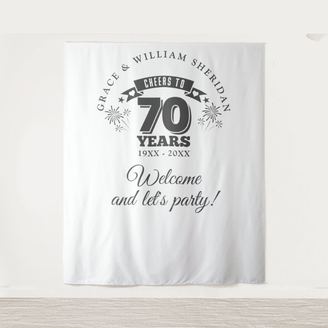 Cheers To 70th Anniversary Photo Backdrop (Front)