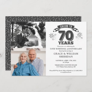 Cheers To 70th Wedding Anniversary 2 Photo Invitation
