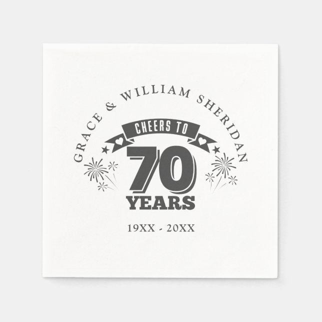 Cheers To 70th Wedding Anniversary Napkins (Front)