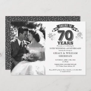 Cheers To 70th Wedding Anniversary Photo Invitation