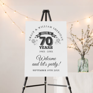 Cheers To 70th Wedding Anniversary Welcome Foam Board