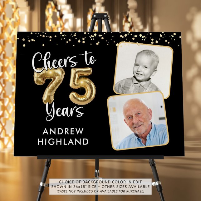 Cheers to 75 Years Birthday 2 Photos Welcome Sign (Creator Uploaded)