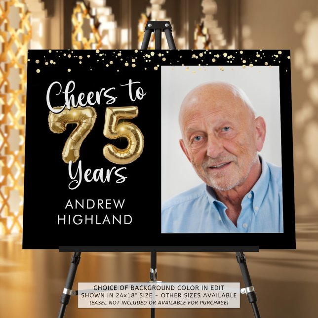 Cheers to 75 Years Birthday Photo Welcome Sign (Creator Uploaded)