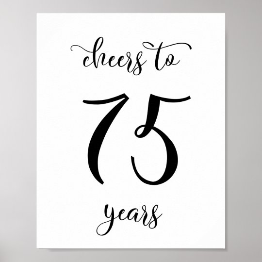 Cheers to 75 years birthday sign | Zazzle.com