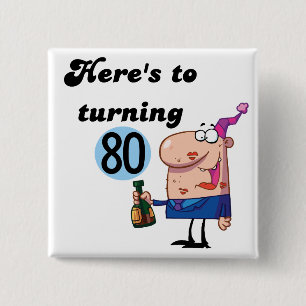 Cheers to 80 Birthday Tshirts and Gifts Button