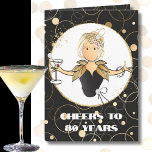 Cheers to 80 Bold Glamorous Cartoon 80th Birthday Card<br><div class="desc">Is someone special turning 80 that is very dear to you?  Grandma,  mom,  friend???? Send this fun and bold card to make her day!  Customize your message and her name</div>