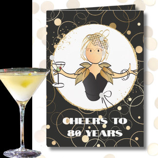 Cheers to 80 Bold Glamorous Cartoon 80th Birthday Card