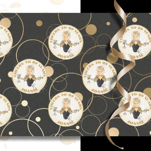 Cheers to 80 Chic Black Gold Birthday Tissue Paper