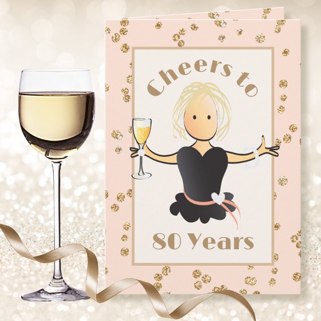 Cheers to 80 Gold Sparkle Glitter 80th Birthday  Card (Creator Uploaded)