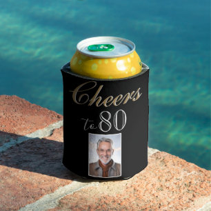 Cheers to 80 Photo 80th Birthday  Can Cooler