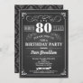 Cheers to 80 years 80th birthday party chalkboard invitation