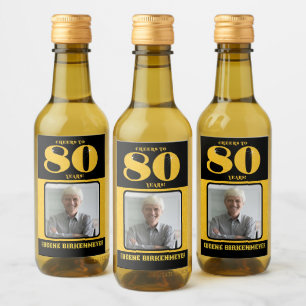 Cheers to 80 Years 80th Birthday Photo Wine Label