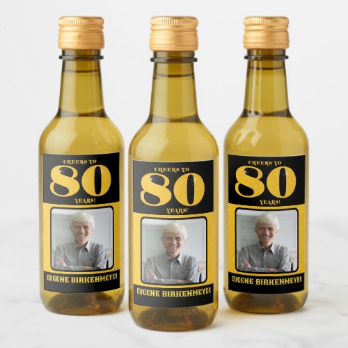 Cheers to 80 Years 80th Birthday Photo  Wine Label