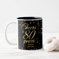 Cheers to 80 Years 80th Birthday Two-Tone Coffee M