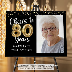 Cheers to 80 Years Birthday Photo Welcome Sign
