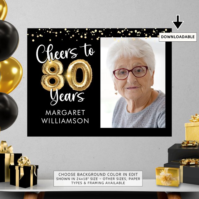Cheers to 80 Years Birthday Photo Welcome Sign (Creator Uploaded)