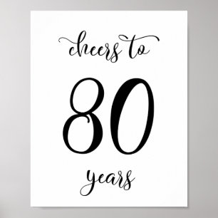 Cheers to 80 years birthday sign