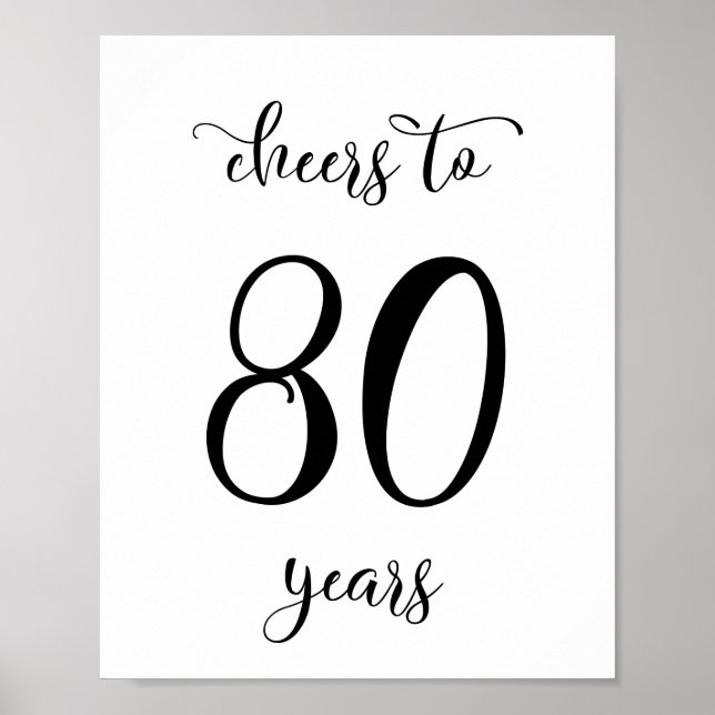 Cheers to 80 years birthday sign (Front)