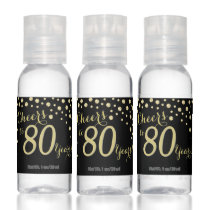 Cheers to 80 Years Black and Gold Diamond Hand Sanitizer