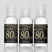 Cheers to 80 Years Black and Gold Diamond Hand Sanitizer