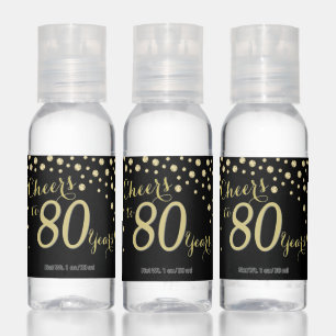Cheers to 80 Years Black and Gold Diamond Hand Sanitizer